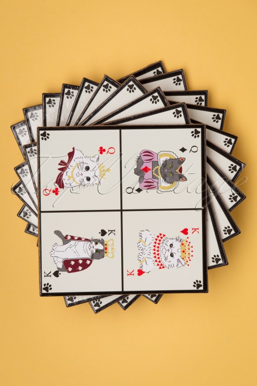 Collectif Clothing - 10 Pack Cat Croupier Coasters