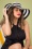 Pamela Stripy Sun Hat Années 50 en Noir et Blanc