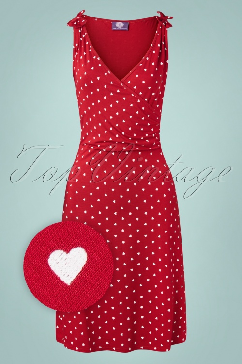 Topvintage Boutique Collection - 50s The Janice Hearts Dress in Red and White