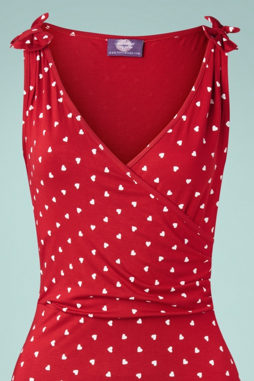Topvintage Boutique Collection - 50s The Janice Hearts Dress in Red and White 2