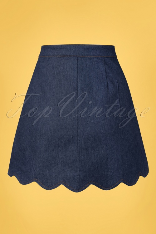 Unique Vintage - Smak Parlour Campus Skirt Années 70 en Bleu Denim 2