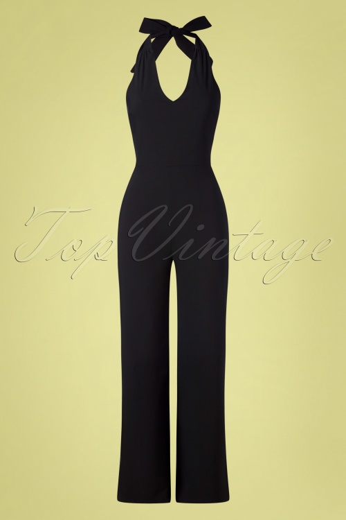 Vintage Chic for Topvintage - Chelsey halter jumpsuit in zwart
