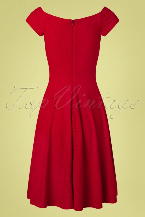 Vintage Chic for Topvintage - Merle Broderie Swing Dress Années 50 en Rouge 4