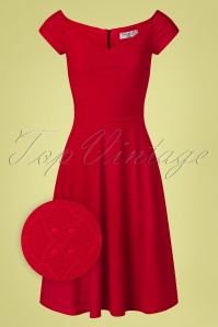 Vintage Chic for Topvintage - Merle Broderie Swing Dress Années 50 en Rouge