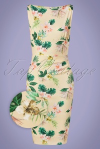 Vintage Chic for Topvintage - Laura Tropical Floral Pencil Dress Années 50 en Jaune
