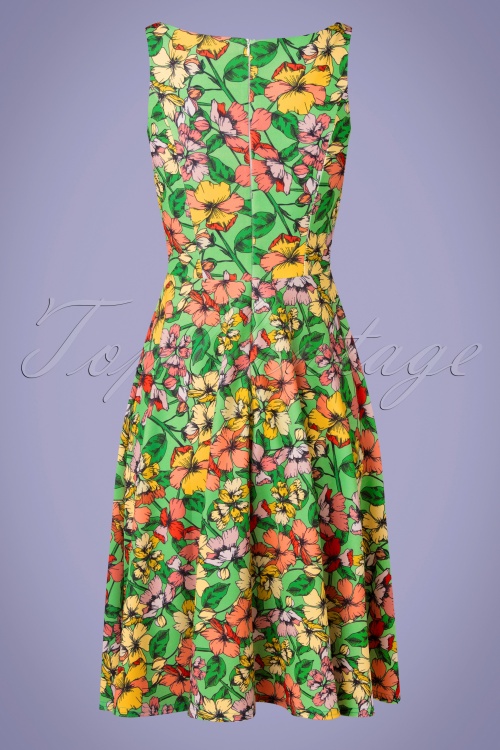Vintage Chic for Topvintage - Frederique Flower Swing Kleid in Grün 4
