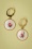 Polly Goldplated Flower Earrings Années 70 en Crème et Rose