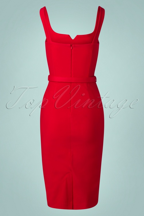 Zoe Vine - Pandora Pencil Dress Années 50 en Rouge 4