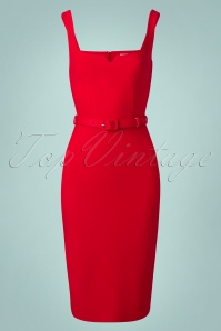 Zoe Vine - Pandora Pencil Dress Années 50 en Rouge