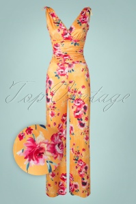 Vintage Chic for Topvintage - Casey Floral Jumpsuit Années 70 en Jaune