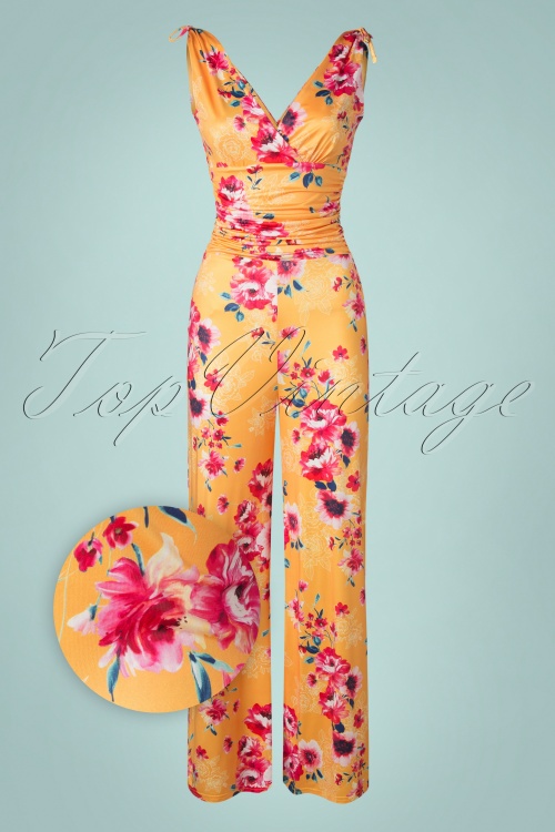 Vintage Chic for Topvintage - Casey bloemen jumpsuit in geel