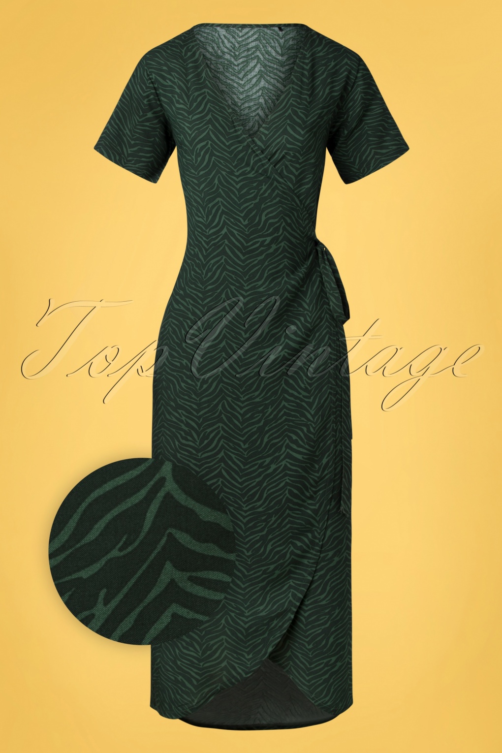50s Wrap Dress in Zebra Green