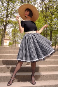 Glamour Bunny - The Brigitte Gingham Swing Dress in Black and White 7