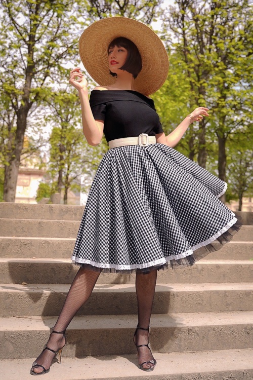 Glamour Bunny - The Brigitte Gingham Swing Kleid in Schwarz und Weiß 7