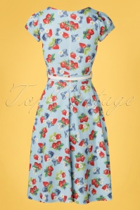Vintage Chic for Topvintage - 50s Resy Strawberry Swing Dress in Pale Blue 2