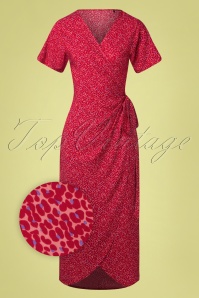 TC WOW | 50s Wrap Dress in Wild Drops Pink
