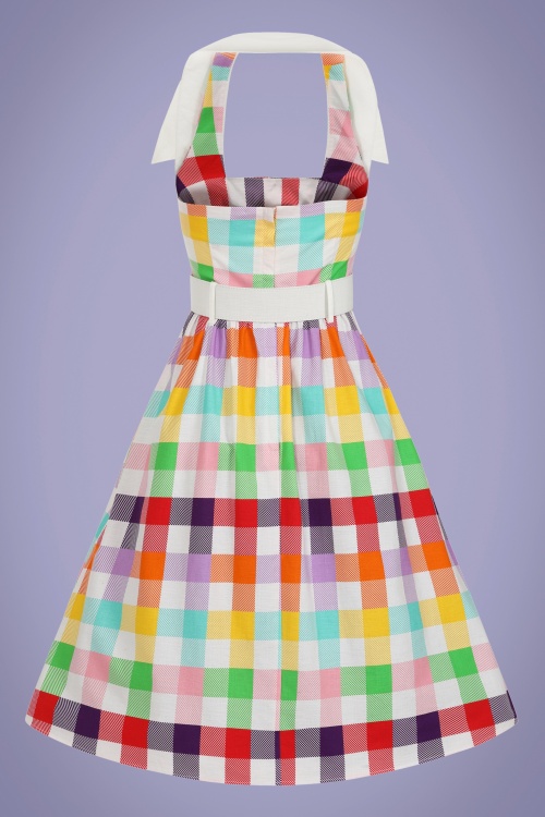 Collectif Clothing - Waverly Rainbow Gingham Swing Kleid in Multi 5