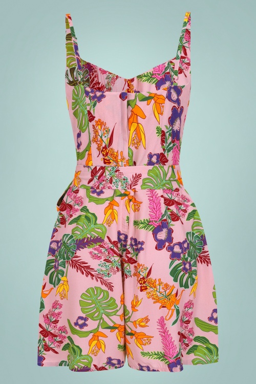 Collectif Clothing - Sienna Vibrant Tropics Playsuit Années 50 en Rose 5