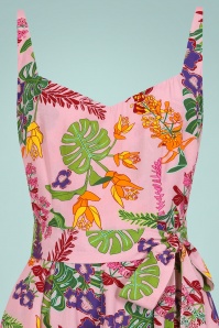 Collectif Clothing - 50s Sienna Vibrant Tropics Playsuit in Pink 3
