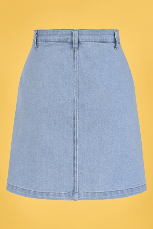 Bright and Beautiful - 60s Annie Denim Skirt in Light Blue 3