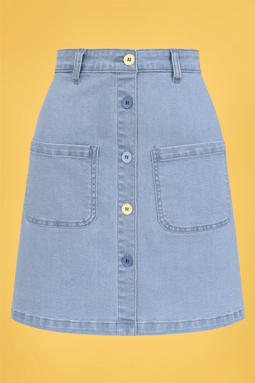 Bright and Beautiful - 60s Annie Denim Skirt in Light Blue 2