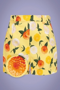 Collectif Clothing - Jojo Sunny Floral Shorts Années 50 en Jaune