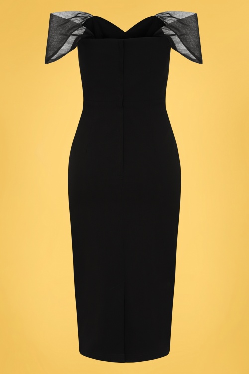 Collectif Clothing - 50s Violante Pencil Dress in Black 2