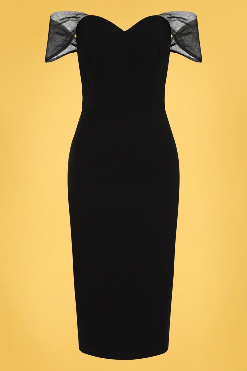 Collectif Clothing - Violante Pencil Dress Années 50 en Noir