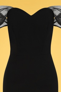 Collectif Clothing - 50s Violante Pencil Dress in Black 3