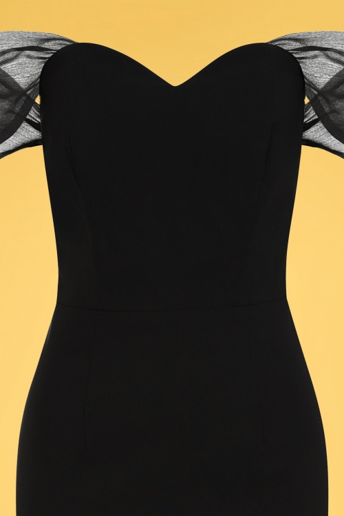 Collectif Clothing - Violante Pencil Dress Années 50 en Noir 3