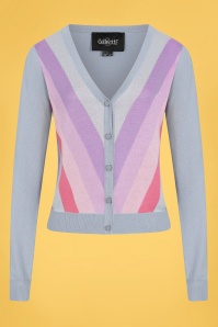 Collectif Clothing - Violet Dreamy Rainbow Stripe Cardigan Années 60 en Multi