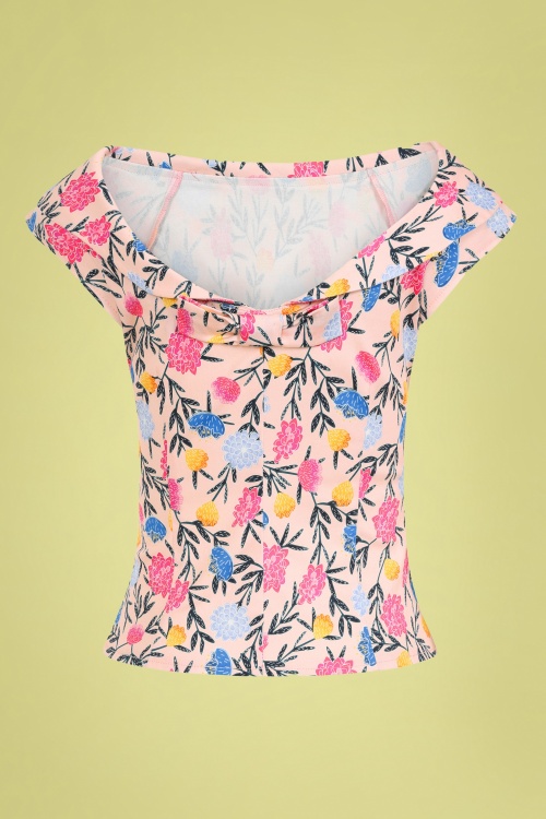 Collectif Clothing - Cordelia Floral Whimsy top in roze 2