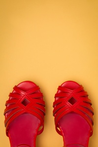 Lulu Hun - 60s Jennifer Wedge Sandals in Red 2