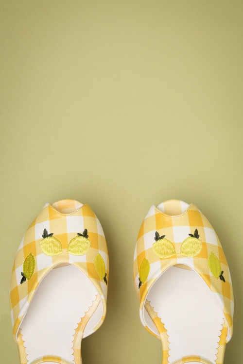 Lulu Hun - 50s Kelly Lemon Wedge Sandals in Yellow 2