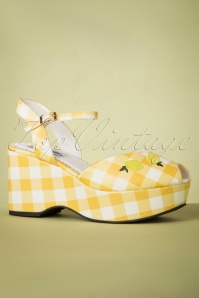 Lulu Hun - 50s Kelly Lemon Wedge Sandals in Yellow
