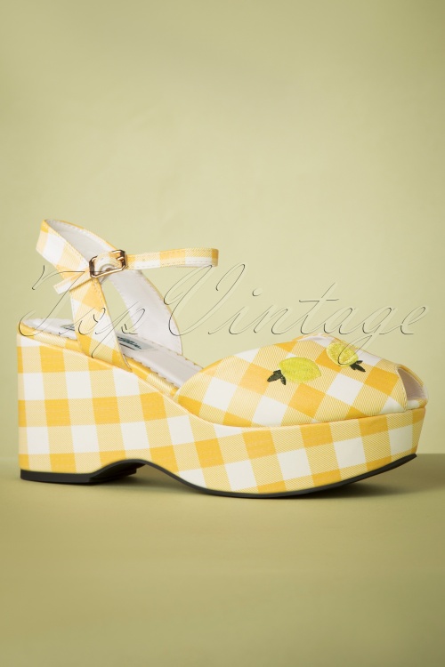 Lulu Hun - 50s Kelly Lemon Wedge Sandals in Yellow