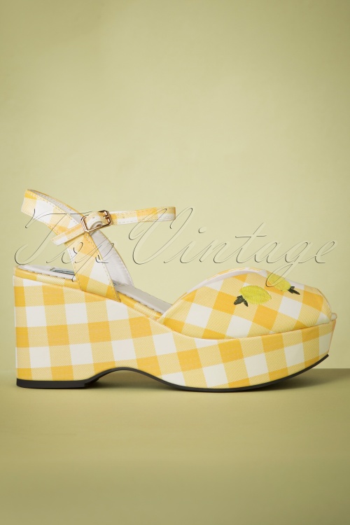 Lulu Hun - 50s Kelly Lemon Wedge Sandals in Yellow 3