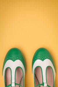 Collectif Lulu Hun Gertrude Chaussures à lacets en daim synthétique talons cheville Vert Vin 