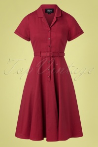 Collectif Clothing - Caterina Swing Dress Années 50 en Framboise