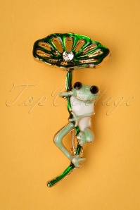 Collectif Clothing - 50s Timmy The Frog Brooch in Green