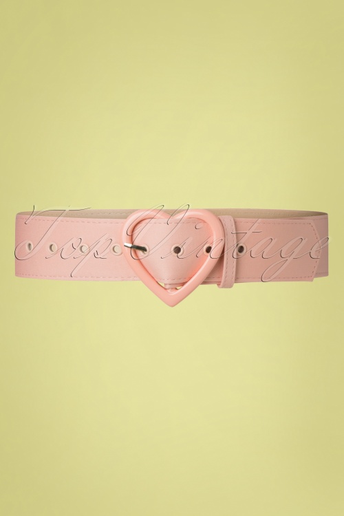 Collectif Clothing - 50s Adore Heart Belt in Light Pink