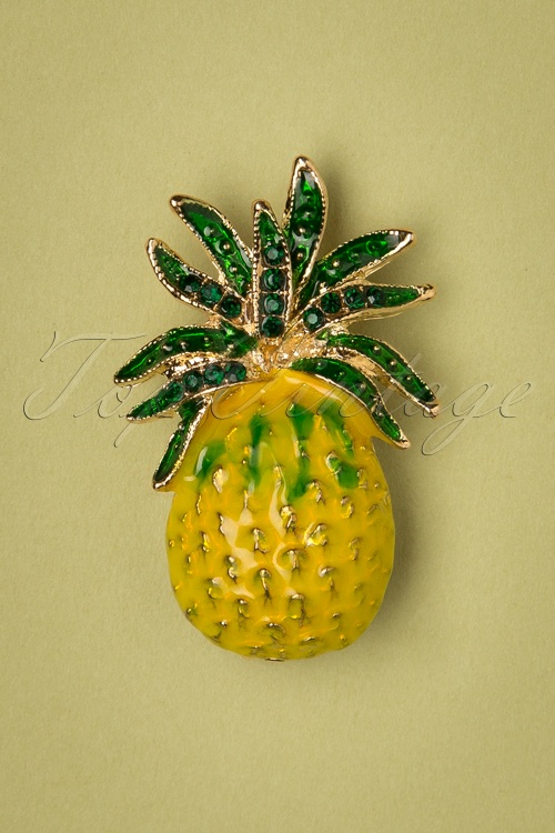 Collectif Clothing - Carrie Pineapple broche in geel