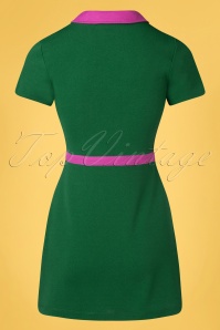Unique Vintage - 60s Collar Shift Dress in Green and Pink 3