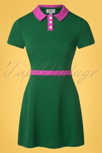 Unique Vintage - Dollar Shift Kleid in Grün und Pink