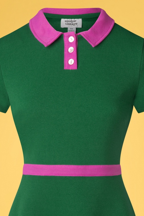 Unique Vintage - Dollar Shift Kleid in Grün und Pink 4