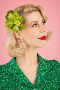 Collectif Clothing - 50s Aaliyah Orchid Hairflower in Green