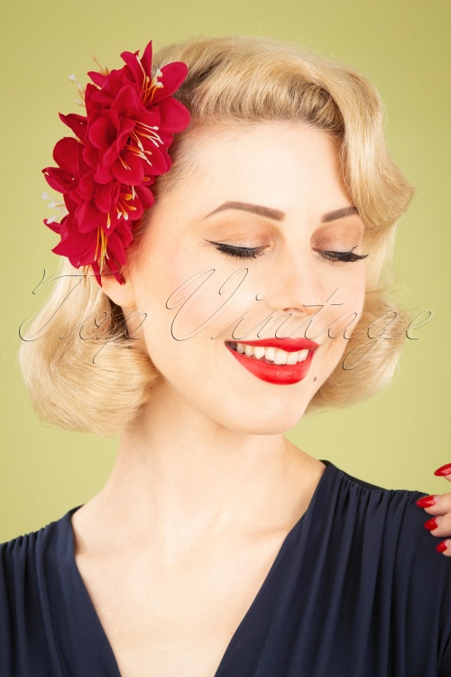 Collectif Clothing - Shelley Hairflower Années 50 en Rouge