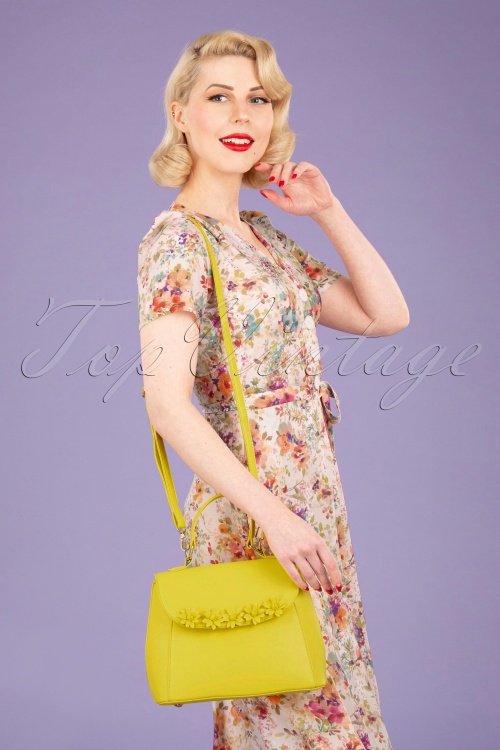Lulu Hun - 50s Zoe Floral Bag in Vibrant Yellow 4