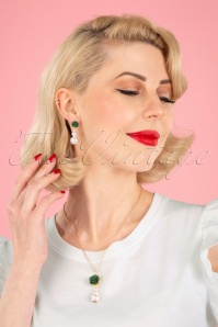 Sweet Cherry - Tripple Pearl Earrings Années 50 en Vert Vintage 4