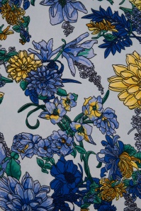 Unique Vintage - Foulard à cheveux fleuri des années 70 en bleu et jaune 3